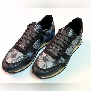 Valentino Black and Gray Sneakers with Athletic Soles